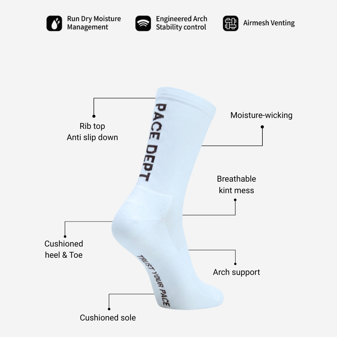 Pace Performance Socks | White